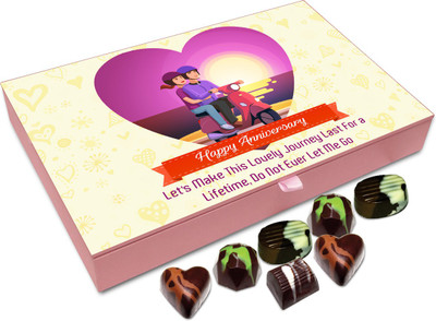 

Chocholik Gift Box - Happy Anniversary Let's Make This Journey Last For A Lifetime Chocolate Box - 12pc Truffles(144 g)
