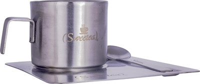 

Sweetea Sweetea Luxury Cup,spoon,Saucer set of 6 Stainless Steel(Silver, Pack of 6)
