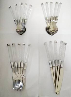 

Blue Birds white stylish cutlery set for dining table,ideal kitchen commondity cutlery set 24 pieces multipurpose Stainless Steel Cutlery Set