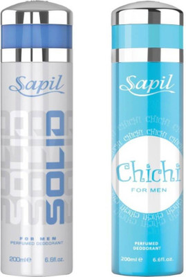 

Sapil Solid & Chichi Men combo set of 2pcs Deodorant Spray - For Men & Women(200 ml, Pack of 2)