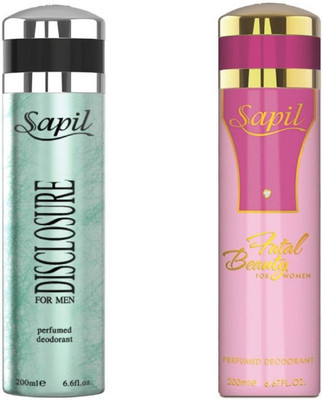 

Sapil Disclosure & Fatel beauty combo set of 2pcs Deodorant Spray - For Men & Women(200 ml, Pack of 2)