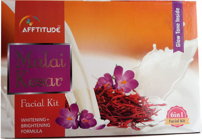 

AFFTITUDE Women 100 % Natural Organic Instant and Brighter Glow 6 in 1 Malai Kesar Facial Kit A herbal Preparation No Side Effect 340 g
