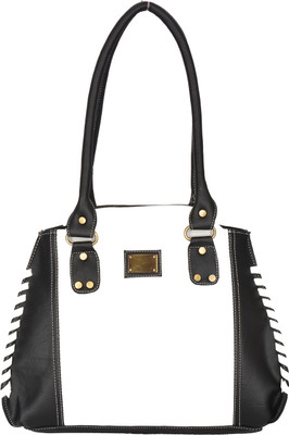 

Leather Land Shoulder Bag(White, Black), Black;white