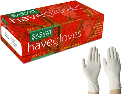 

sasvat HaveGlove Latex Examination Gloves(Pack of 100)