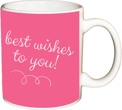 

ShopBuzz Best wishes to you pink printed coffee Ceramic Mug(350 ml), Multicolor