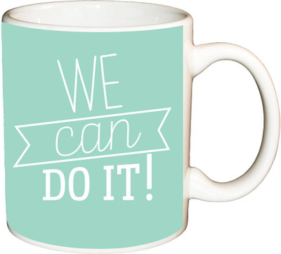 

ShopBuzz We can do it Sky printed coffee Ceramic Mug(350 ml), Multicolor