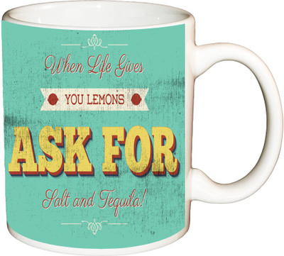 

ShopBuzz When life gives you lemons printed coffee Ceramic Mug(350 ml), Multicolor