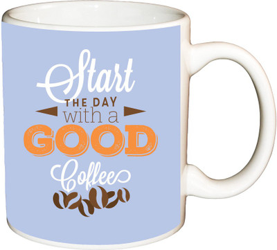 

ShopBuzz Start the day with a gud Colour printed coffee Ceramic Mug(350 ml), Multicolor