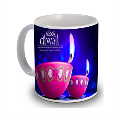 

New Star Light India Pink Diya Printed Diwali Coffee Ceramic Mug(350 ml)
