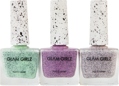 

Glam Girlz Crumble Nail Paint Combo(06-07-11) green, pink, nude(Pack of 3)