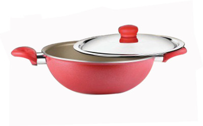 

Prestige Omega Gold Series Kadhai 22 cm with Lid(Aluminium, Non-stick, Induction Bottom), Gold;red