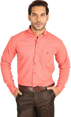 FabTag - MESH Men Solid Formal Pink Shirt
