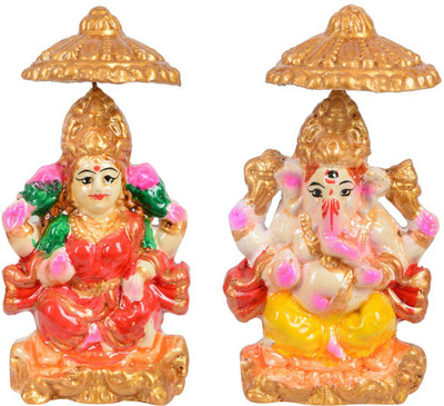 

HunarHut Lakshmi Ganesh Idol Decorative Showpiece - 11.5 cm(Clay, Multicolor)