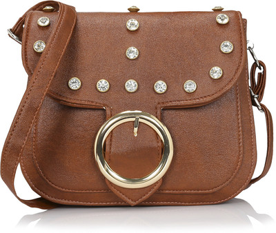 

Kleio Women Casual Brown PU Sling Bag