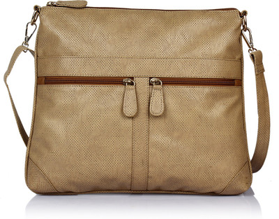 

THE MAKER Men & Women Casual Gold Genuine Leather Sling Bag