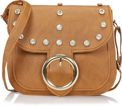 

Kleio Women Casual Tan PU Sling Bag