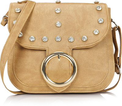 

Kleio Women Casual Beige PU Sling Bag