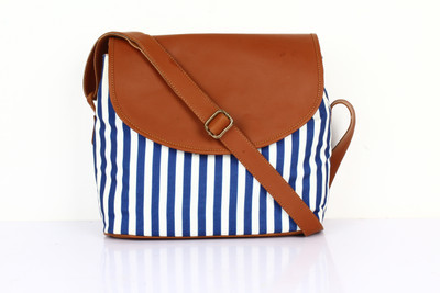 

THE MAKER Men & Women Casual Blue, White, Blue Genuine Leather Sling Bag