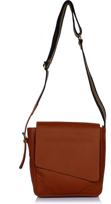 

THE MAKER Men & Women Formal Brown Genuine Leather Sling Bag