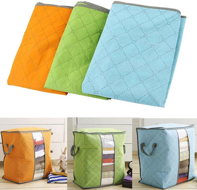 

magnas Magnas™ Portable Foldable Wardrobe Clothes Organizer Blanket Pillow Organizer Clothes Storage Box Assorted Color (Grey, Blue, Orange, Green) 1 Compartment Storage Basket(Pack of 1)