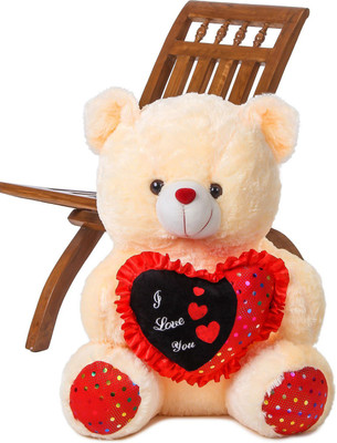 

ToynJoy 2.5 Feet Cute & Beautiful Peach Teddy Bear holding 'I LOVE YOU' Heart - 75 cm(Peach, Red)