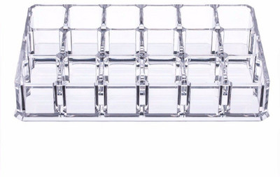 

RIANZ Acrylic Makeup Organizer - Transparent Luxurious Clear Lipstick Holder Cosmetic Case - 18 Compartment Makeup Vanity Box(Transparent)