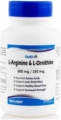 

HealthVit L-Arginine & L-Ornithine 500 mg/250 mg(60 No)