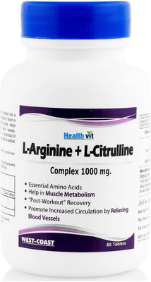 

HealthVit L-Arginine L-Citrulline Complex 1000 mg 60 Tablets(60 No)