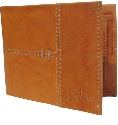 

MAtAF Men Tan Genuine Leather Wallet(3 Card Slots)