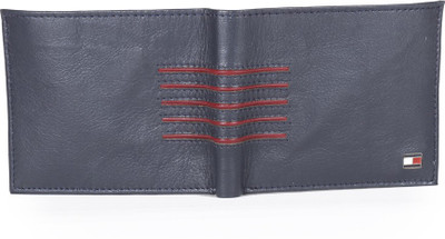 

Tommy Hilfiger Men Blue Genuine Leather Wallet(8 Card Slots), Navy with burgandy