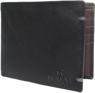 

MAtAF Men Multicolor Genuine Leather Wallet(8 Card Slots), Black