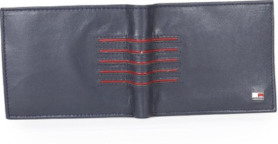 

Tommy Hilfiger Men Blue Genuine Leather Wallet(4 Card Slots), Navy with burgandy