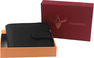 

Krosshorn Men Black Genuine Leather Wallet(5 Card Slots)