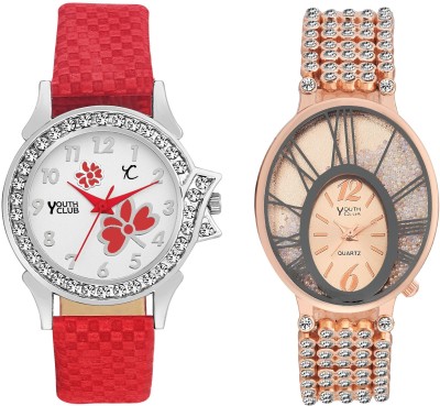 Youth Club COMBO-RDLCBBLOVGL STUDDED ROSE GOLD PAIR Watch  - For Girls   Watches  (Youth Club)