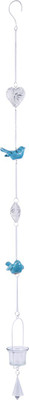 Chumbak Birdy Love Iron Windchime(45 inch, White, Blue)