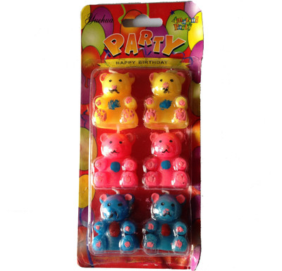 

Funcart Three color Teddy Bear Candle(Multicolor, Pack of 6)