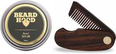

Beardhood 100% Natural Beard Balm (50g) & Folding Beard Comb(Set of 2)