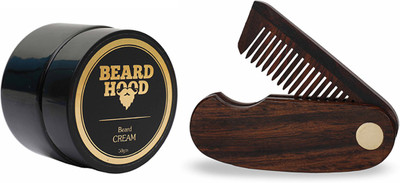 

Beardhood Folding Beard Comb & 100% Natural Beard Cream (50g)(Set of 2)