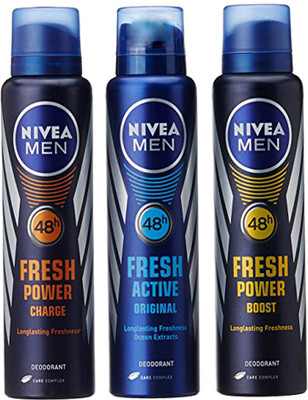 

Nivea active boost charge Deodorant Spray - For Men(450 ml, Pack of 3)