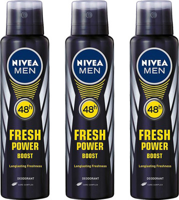

Nivea fresh power boost Deodorant Spray - For Men(450 ml, Pack of 3)