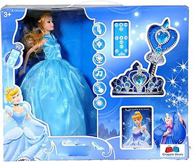 

GRAPPLE DEALS Remote Control Dancing Cinderella With Crown And Magical Band For Kids. (Blue)(Blue)