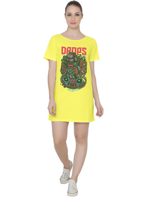 RUSE Women T Shirt Yellow Above Knee/Mid Thigh Length Dress