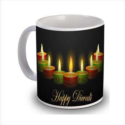 

New Star Light India Green & Red Candles Print Diwali Coffee Ceramic Mug(350 ml), Multicolor