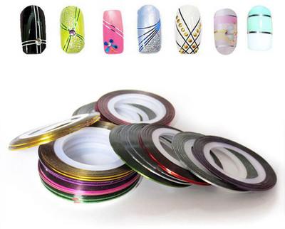 

Buysky Nail Art Tape 16 pcS Glitter And Metallic color STRIPES DECORATION WHOLESALE(Glitter 12 colors + gold Silver)