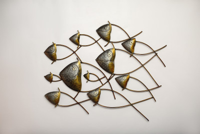 

VedasExports lolo Fishes Decorative Showpiece - 75 cm(Iron, Multicolor)