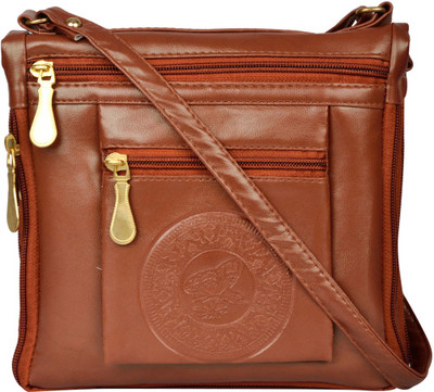 

Exotique Women Casual Brown Leatherette Sling Bag