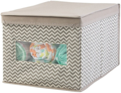 

InterDesign Chevron Fabric Closet/Dresser Drawer Storage Organizer, Box for Clothing, Shoes, Handbags, Jeans - Large, Taupe/Natural Storage Box(Grey, White)
