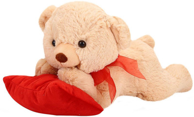 

My Baby Excel Light Brown Lying Bear Plush with Ribbon & Pillow 42 cm - 42 cm(Multicolor)