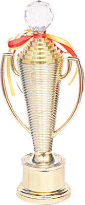 

Homeshopeez Golden Premium Trophy With Crystal on Top - 11 Inch Long Trophy(28 CM)