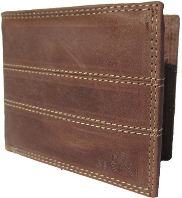 

MAtAF Men Brown Genuine Leather Wallet(6 Card Slots)